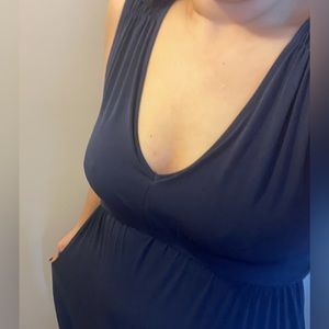 NWT Navy Blue Long Maxi Dress size S Small sleeveless empire waist flattering